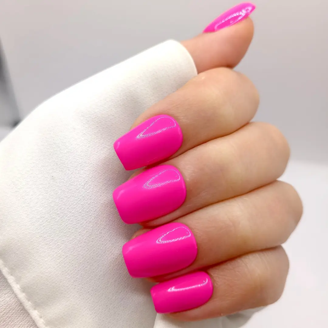 SD Press on Nails B-123 Neon Pink Plaknagels - 20 Stuks XS Coffin