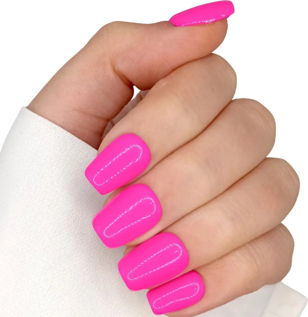SD Press on Nails B-123 Neon Pink Plaknagels