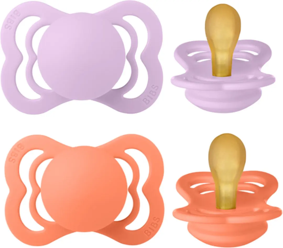 BIBS Supreme Collection Stage 1 Fopspeen - 2 Stuks - Papaya/Violet Sky