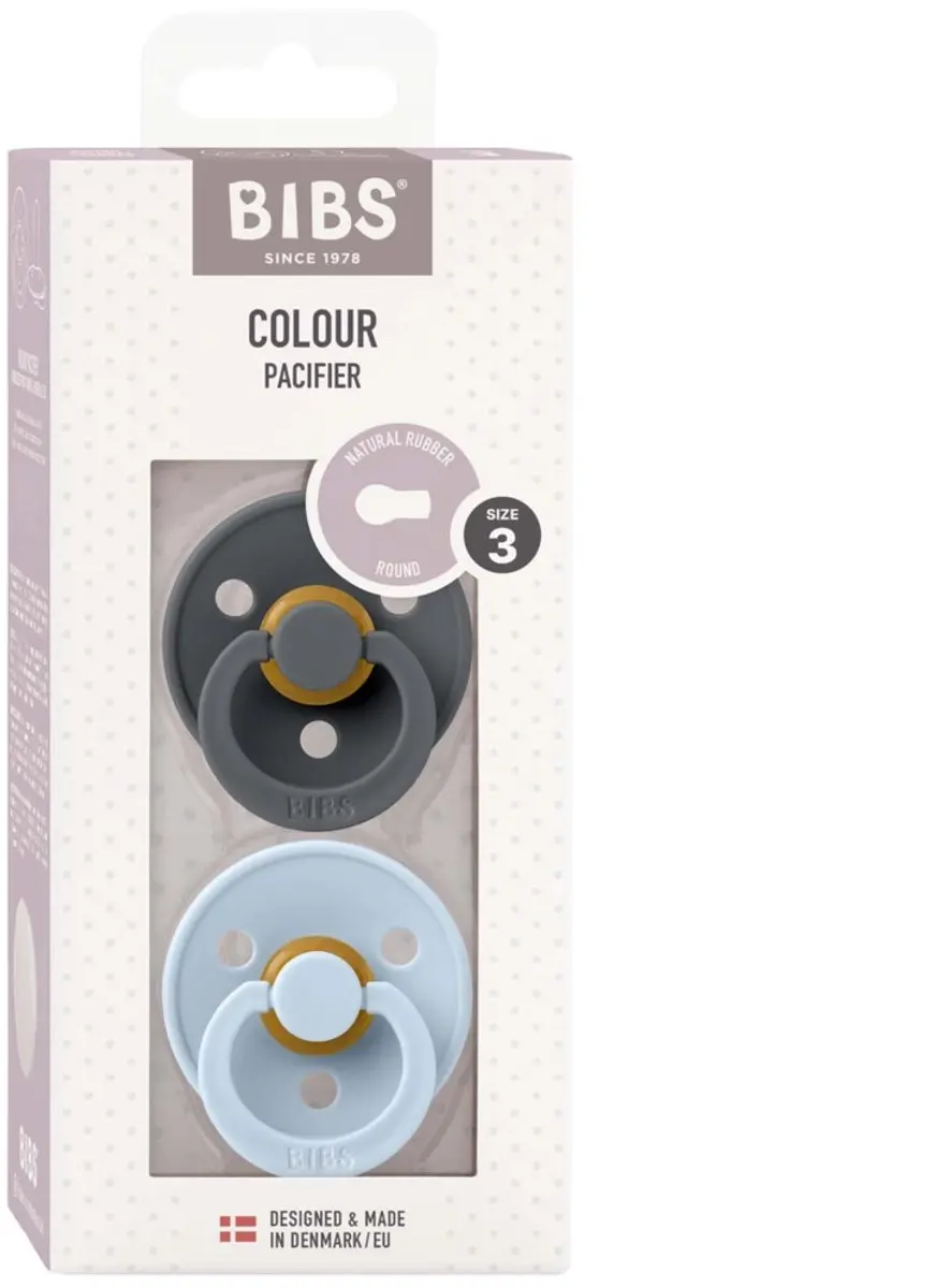 BIBS Colour Collection Stage 3 Fopspeen 18+ maanden - 2 Stuks - Iron/Baby Blue