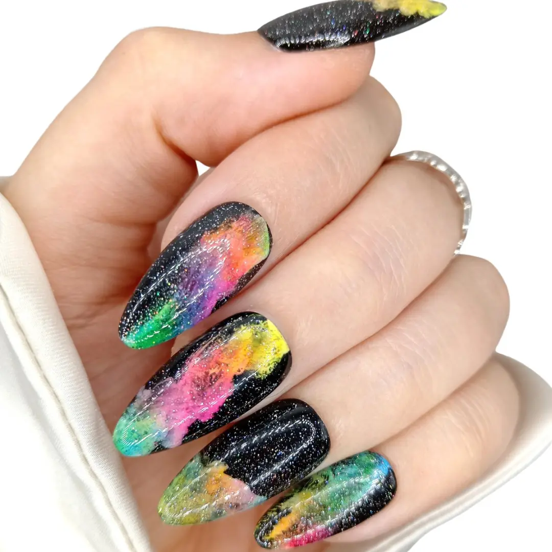 SD Press on Nails No. 71 Electric Voodoo Zwart Neon Smoke