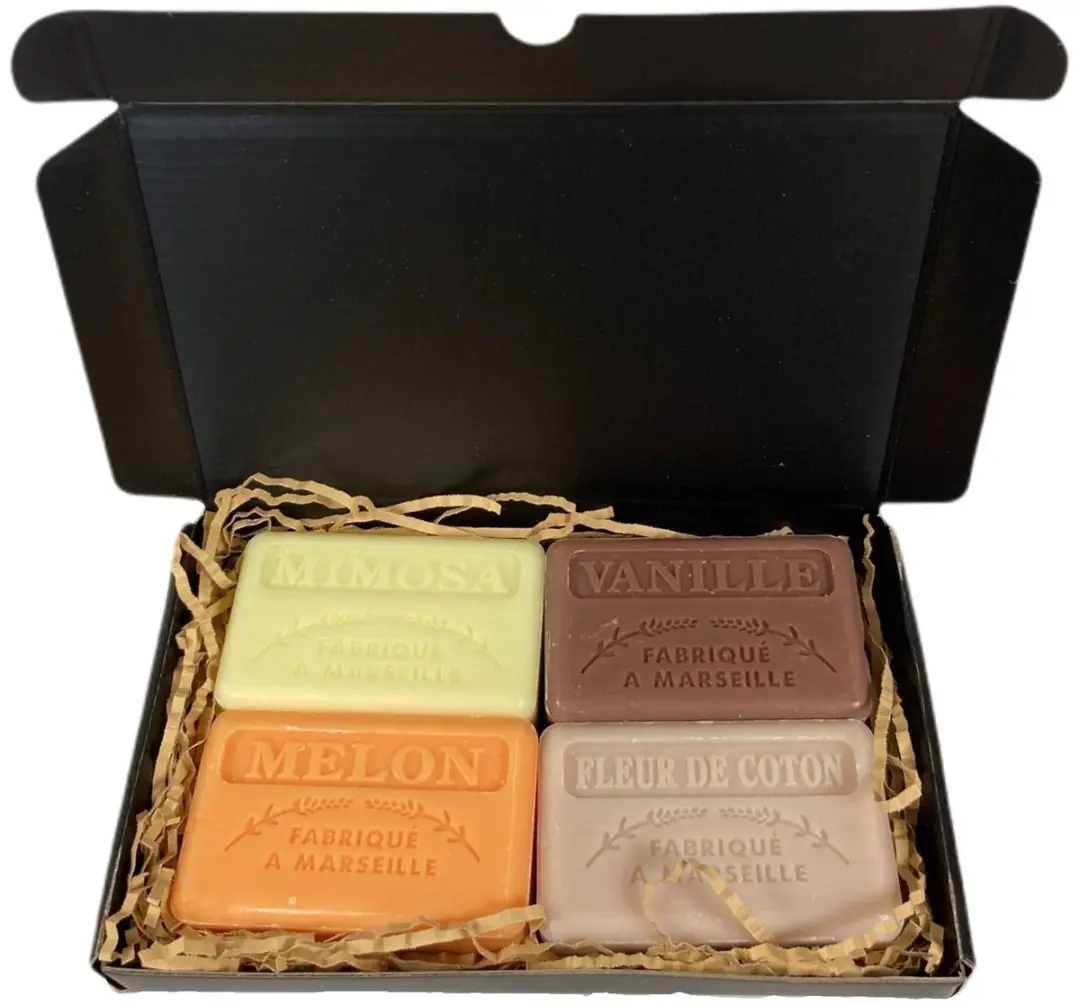 Savon de Marseille Zeepset Meloen, Katoen, Vanille, Mimosa - 4x125g