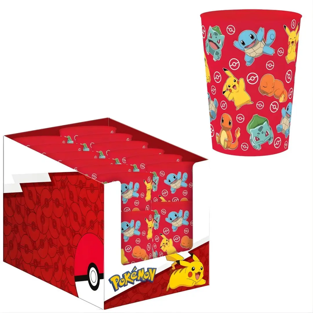 Pokémon Thema Drinkbekers - 6 Stuks - 250ml - Donkerrood