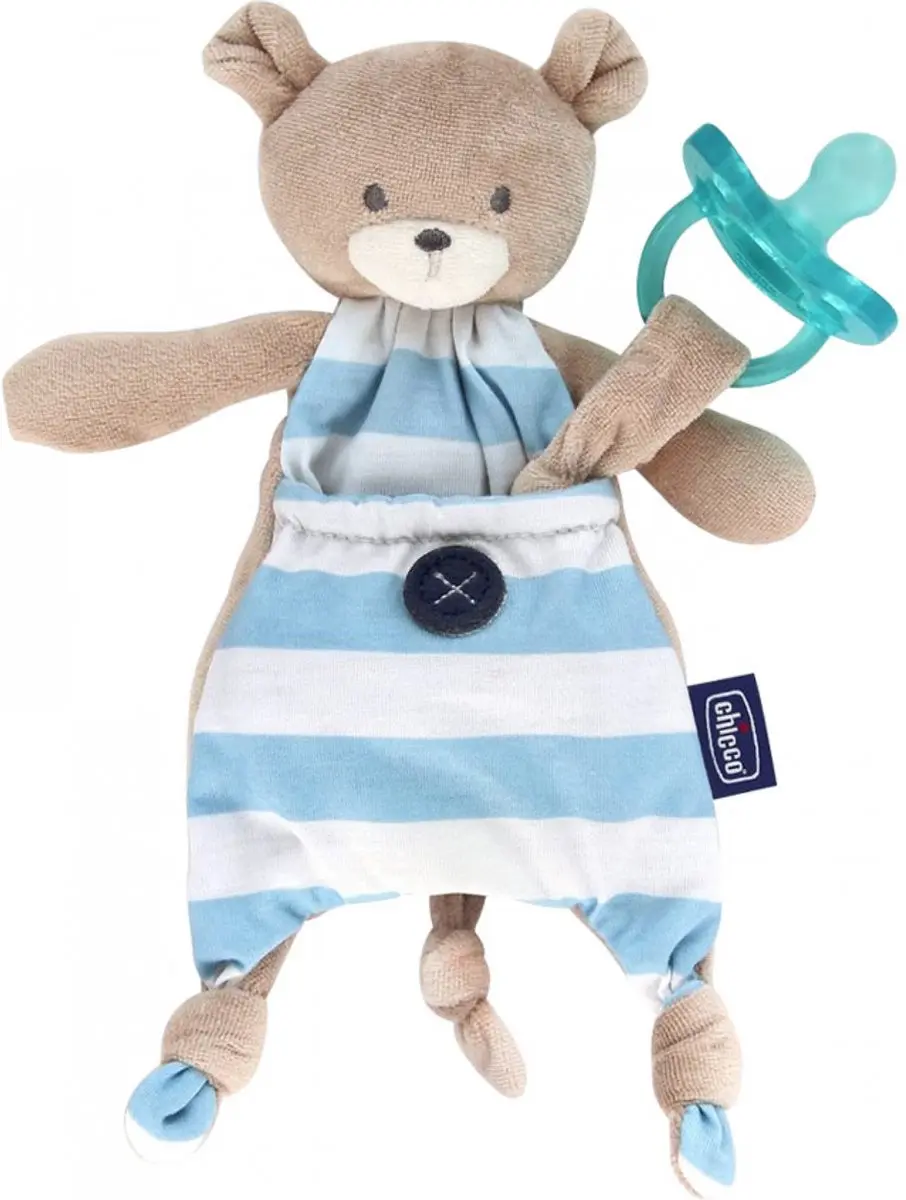 Chicco Fopspeenhouder Junior 12,5cm - Pluche Blauw/Wit