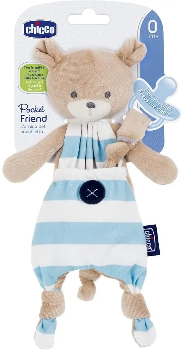 Chicco Fopspeenhouder Junior 12,5cm - Pluche Blauw/Wit
