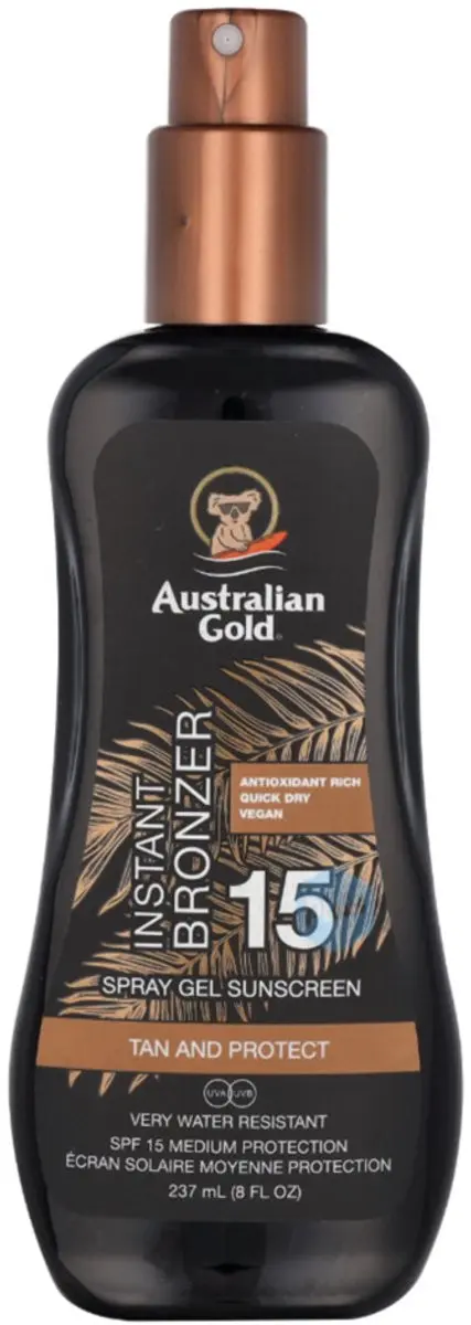 Australian Gold SPF15 Zonnebrand Spray Gel + Bronzer 237ml