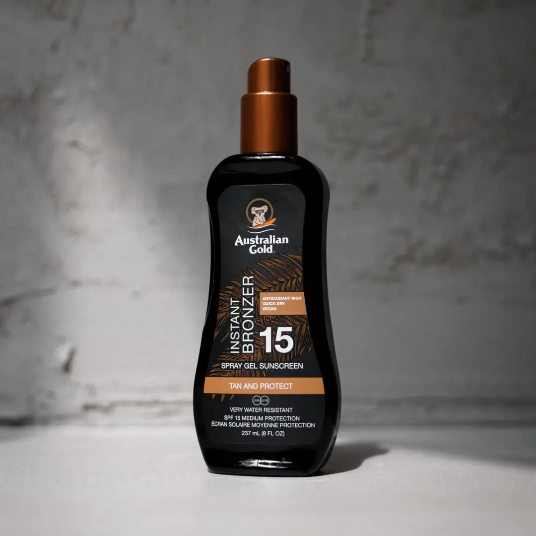 Australian Gold SPF15 Zonnebrand Spray Gel + Bronzer 237ml