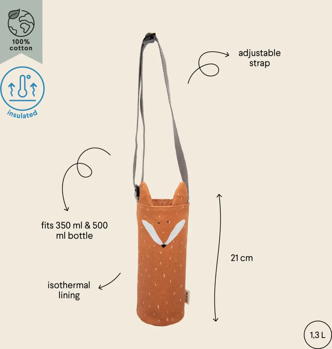 Trixie Mr. Fox Thermische Drinkfleshouder - 350/500ml - Oranje