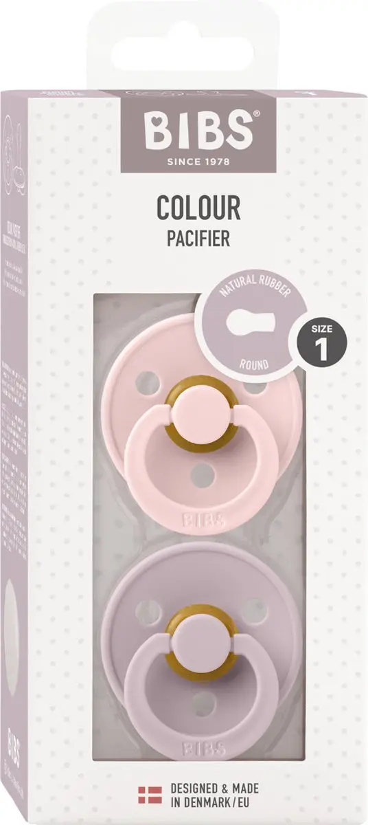 BIBS Colour Pacifier Stage 1 - 2 Stuks - Dusky Lilac/Blossom