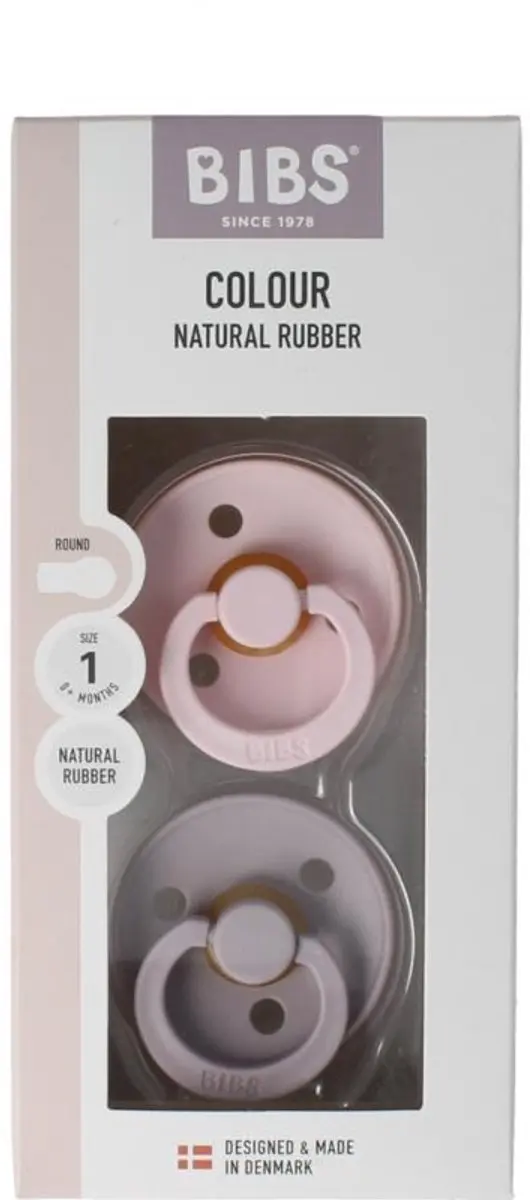 BIBS Colour Pacifier Stage 1 - 2 Stuks - Dusky Lilac/Blossom