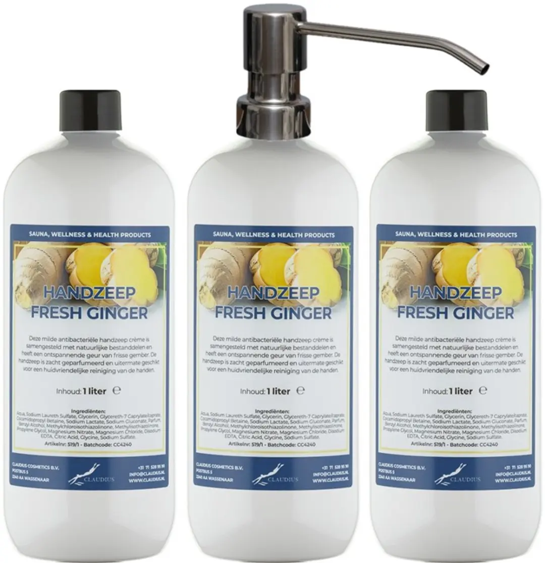 Splashbox Cosmetics Handzeep Fresh Ginger 1L - 3 Stuks