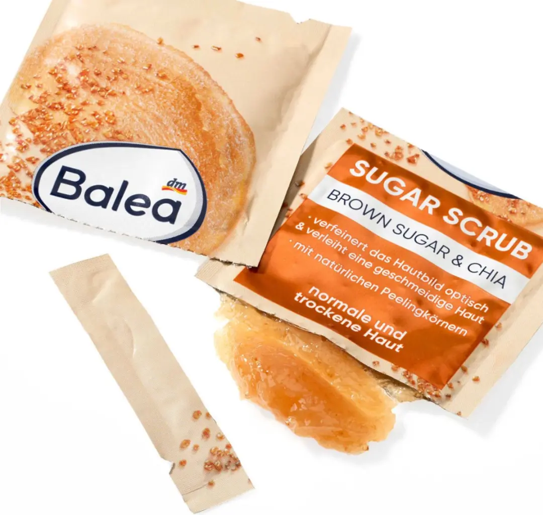 Balea Peeling Bruine Suikerscrub 16ml - 2x8ml - Vegan