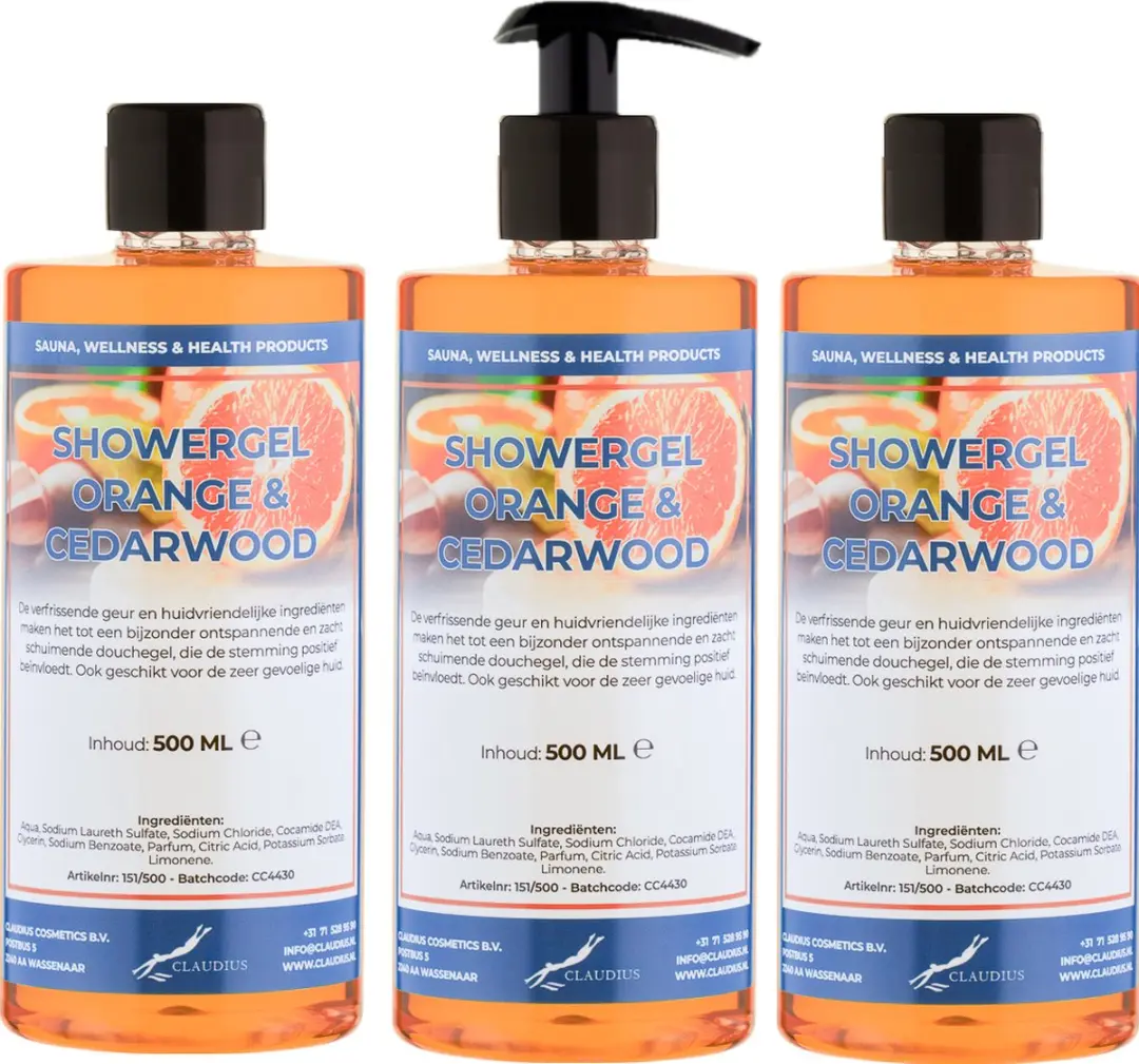 Splashbox Cosmetics Douchegel Sweet Orange & Cedarwood 500ml - 3 Stuks