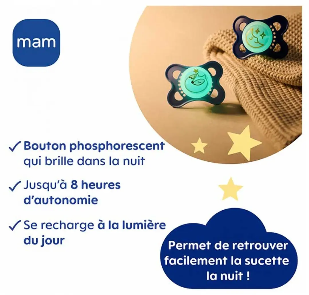 MAM 2 Originele NachtSpenen 2-6 Maanden - Vos/Maan - 2 Stuks