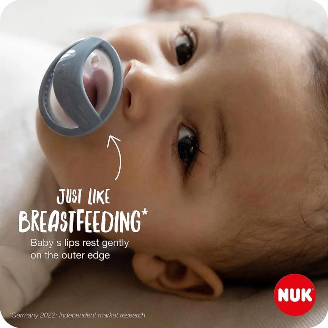 NUK MommyFeel Fopspeen Siliconen 0-6 Maanden - 2 Stuks - Rood/Crème - afbeelding 6 van 6