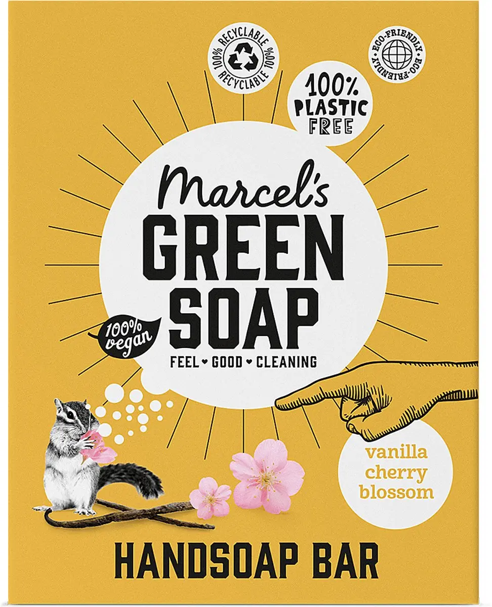 Marcel's Green Soap Handzeep Bar Vanille & Cherry Blossom 90g