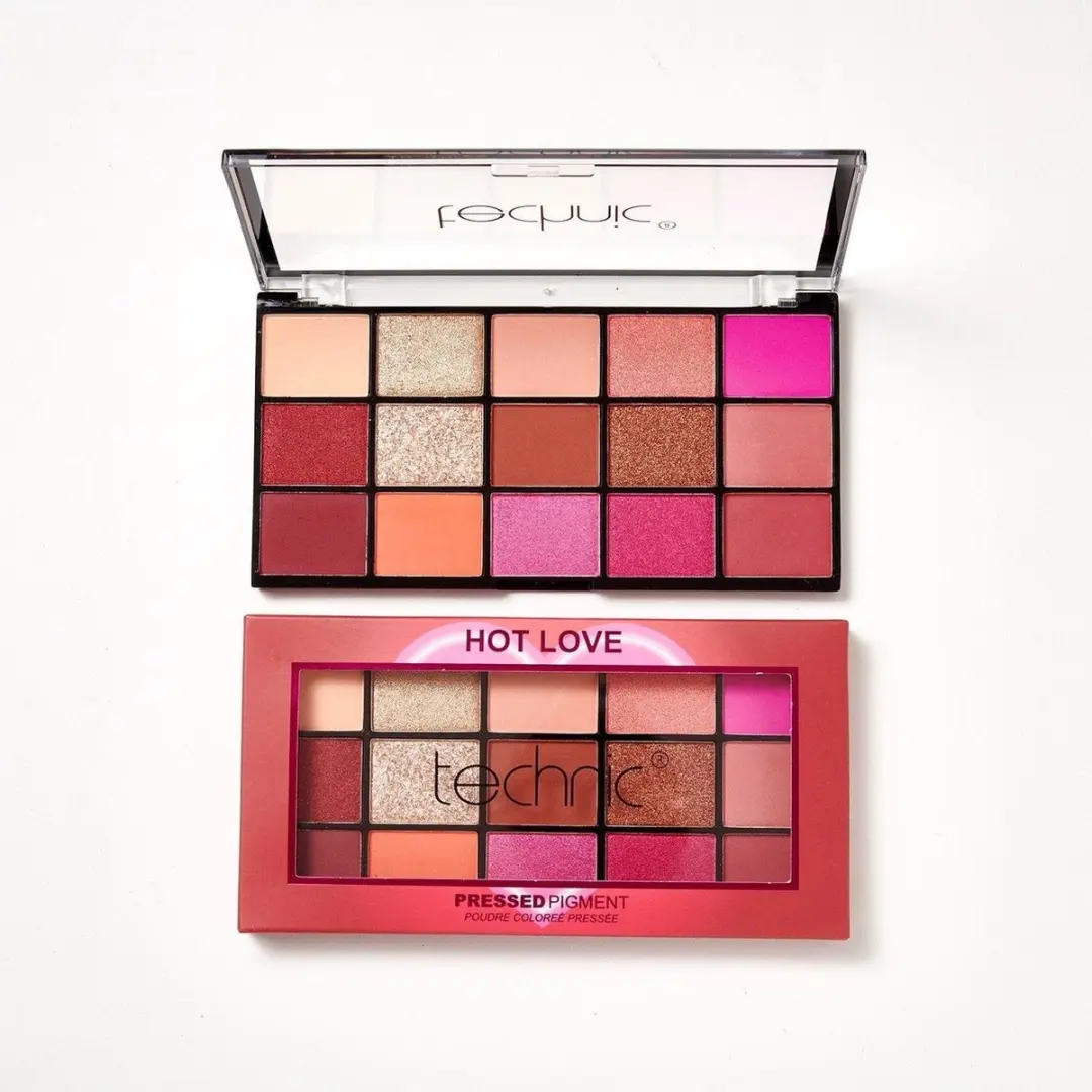 Technic Pressed Pigment Oogschaduw Palette Hot Love - 15 Stuks