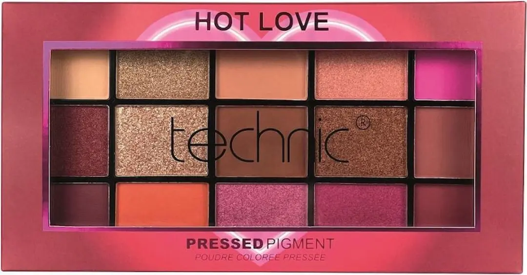 Technic Pressed Pigment Oogschaduw Palette Hot Love - 15 Stuks
