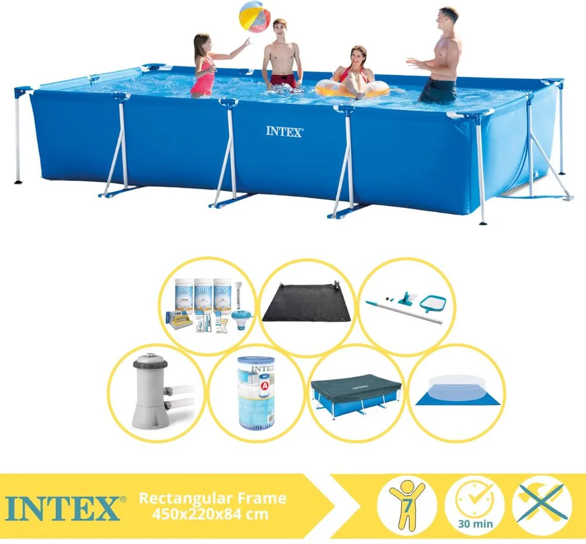 Intex Rectangular Frame 28273NP Opzetzwembad 450x220x84cm