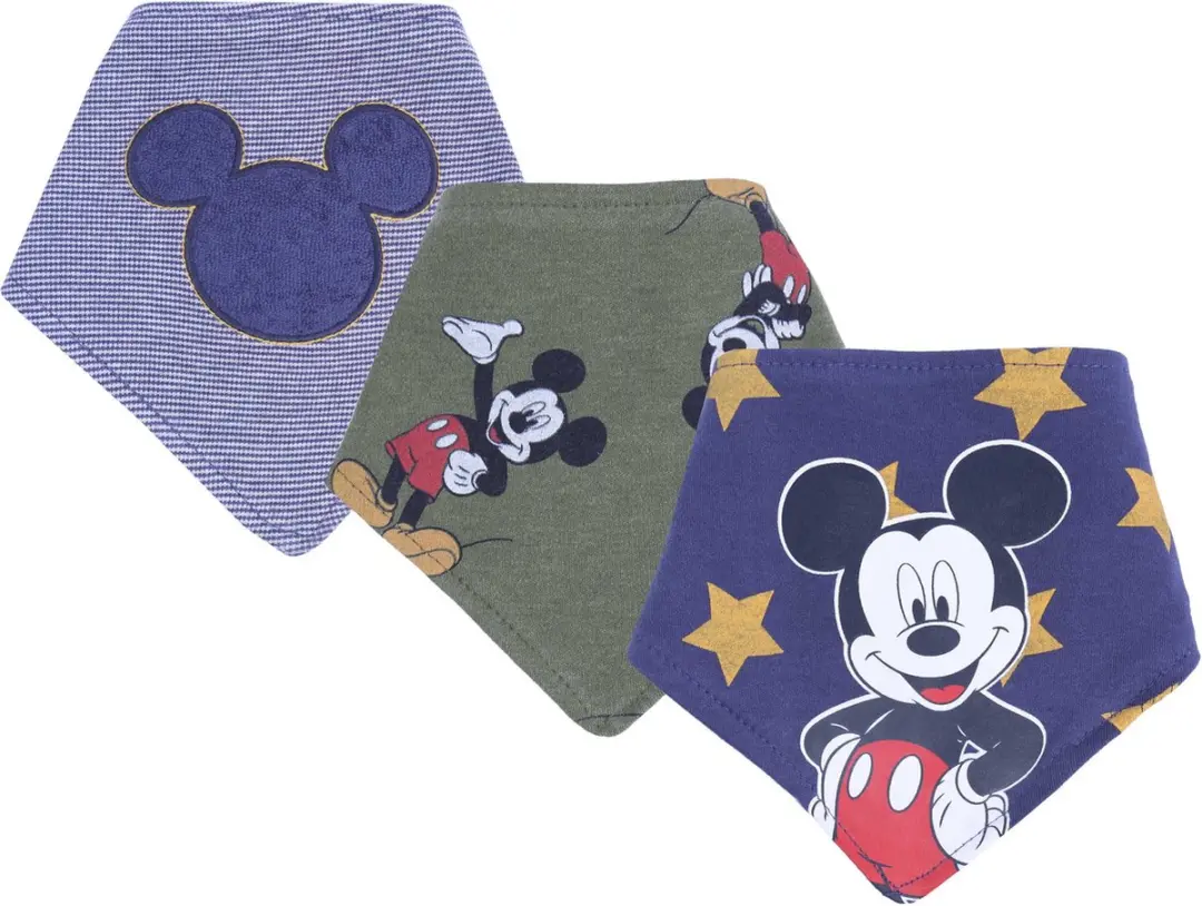 Disney Mickey Mouse Slabbetjes - 3 Stuks - Groen/Marineblauw - afbeelding 4 van 5
