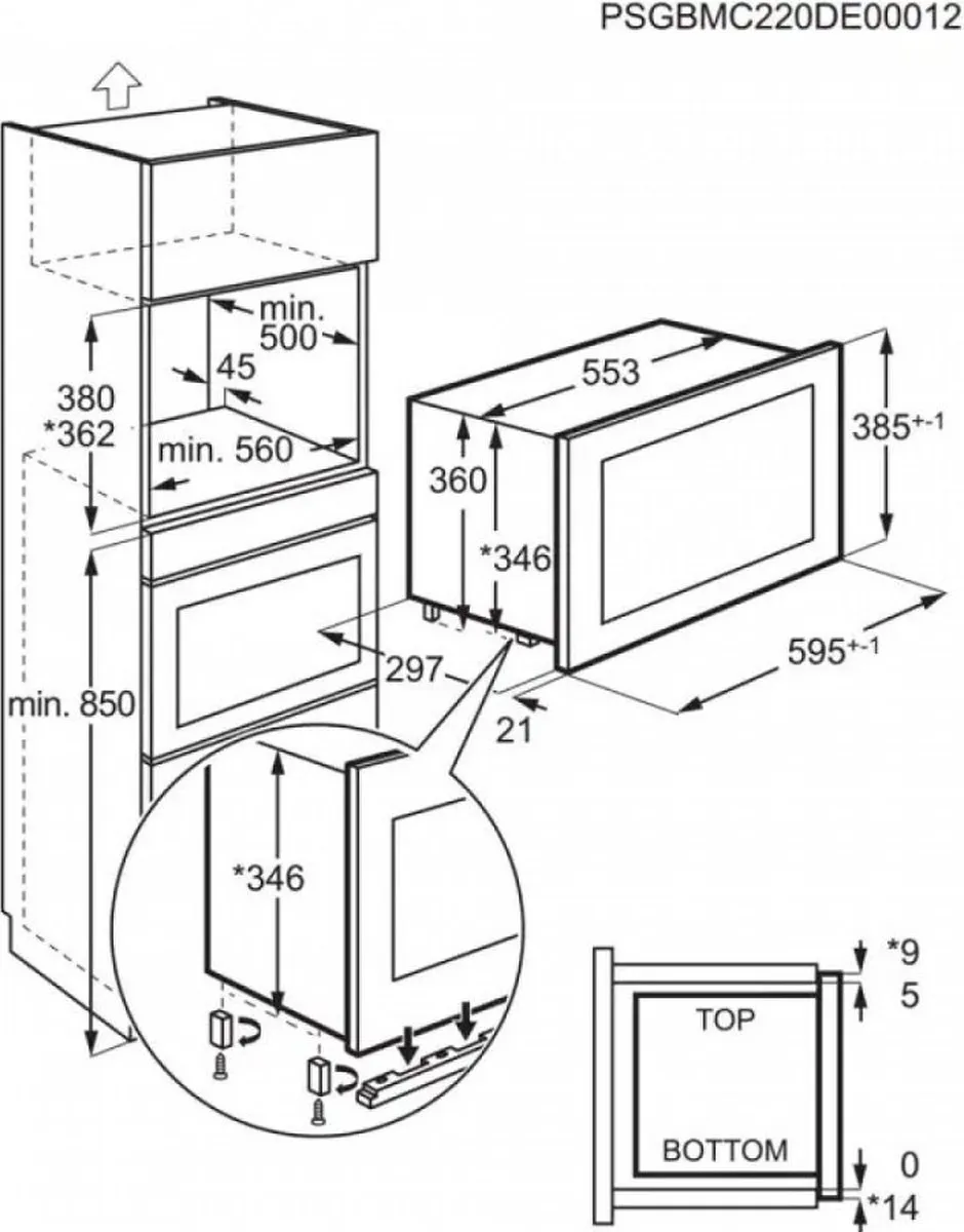AEG MSB2057DB Magnetron Inbouw - 900W - Zwart