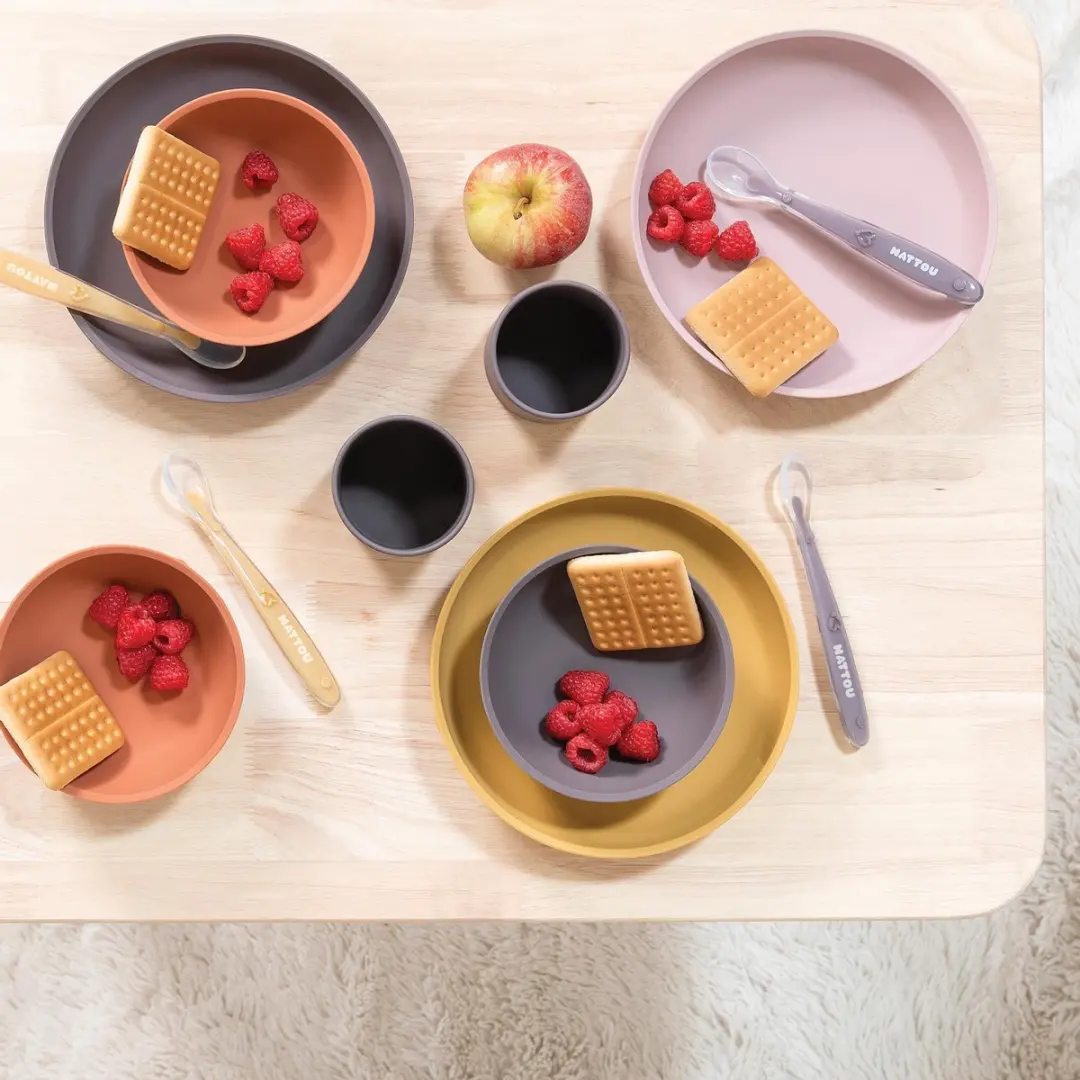 Nattou Siliconen Servies 4-delig - Antislip - BPA-vrij - Oker/Terracotta