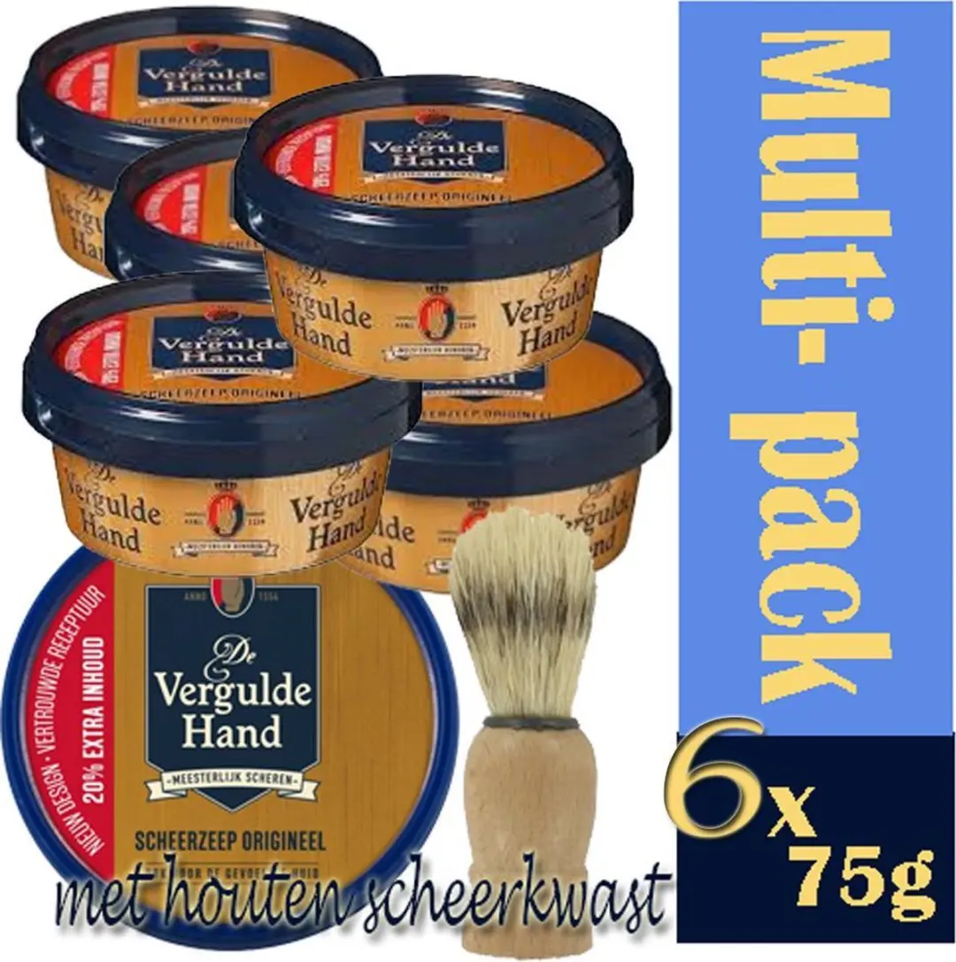 Vergulde Hand Scheerzeep 6x75g