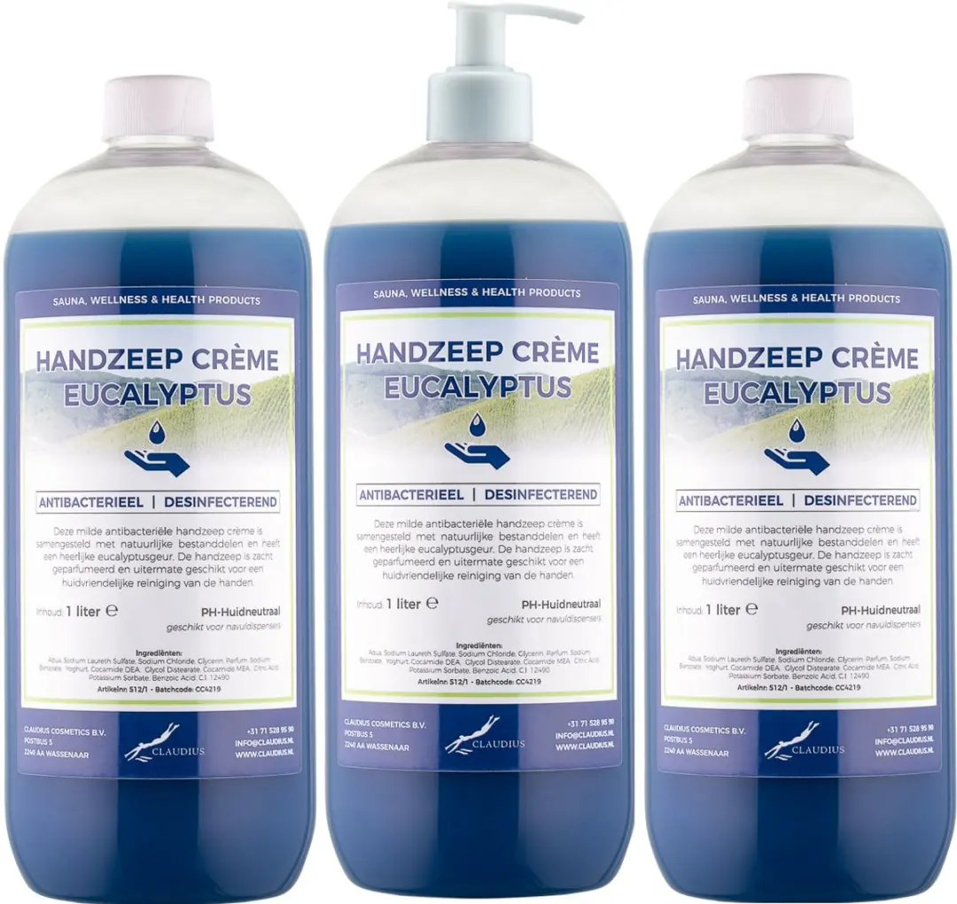 Splashbox Cosmetics Handzeep Crème Eucalyptus 1L - 3 Stuks