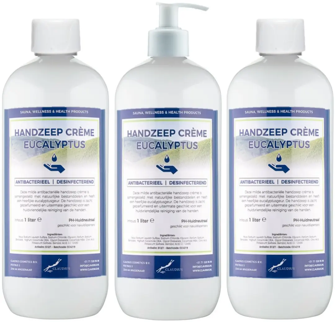 Splashbox Cosmetics Handzeep Crème Eucalyptus 1L - 3 Stuks