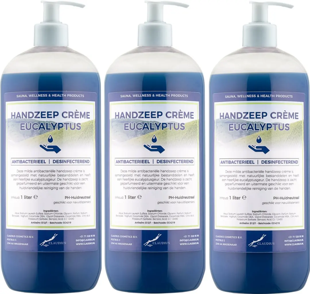 Splashbox Cosmetics Handzeep Crème Eucalyptus 1L - 3 Stuks