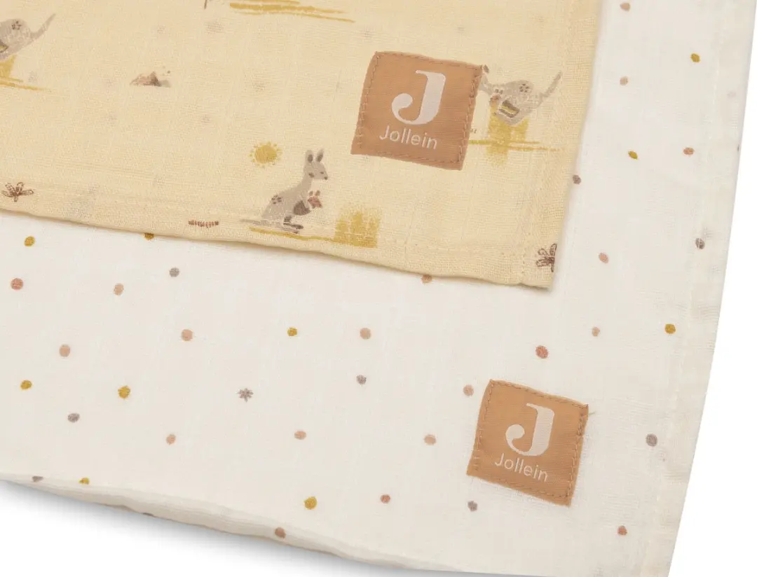 Jollein Hydrofiele Doek Large 115x115cm - Kangaroots - 2 Stuks