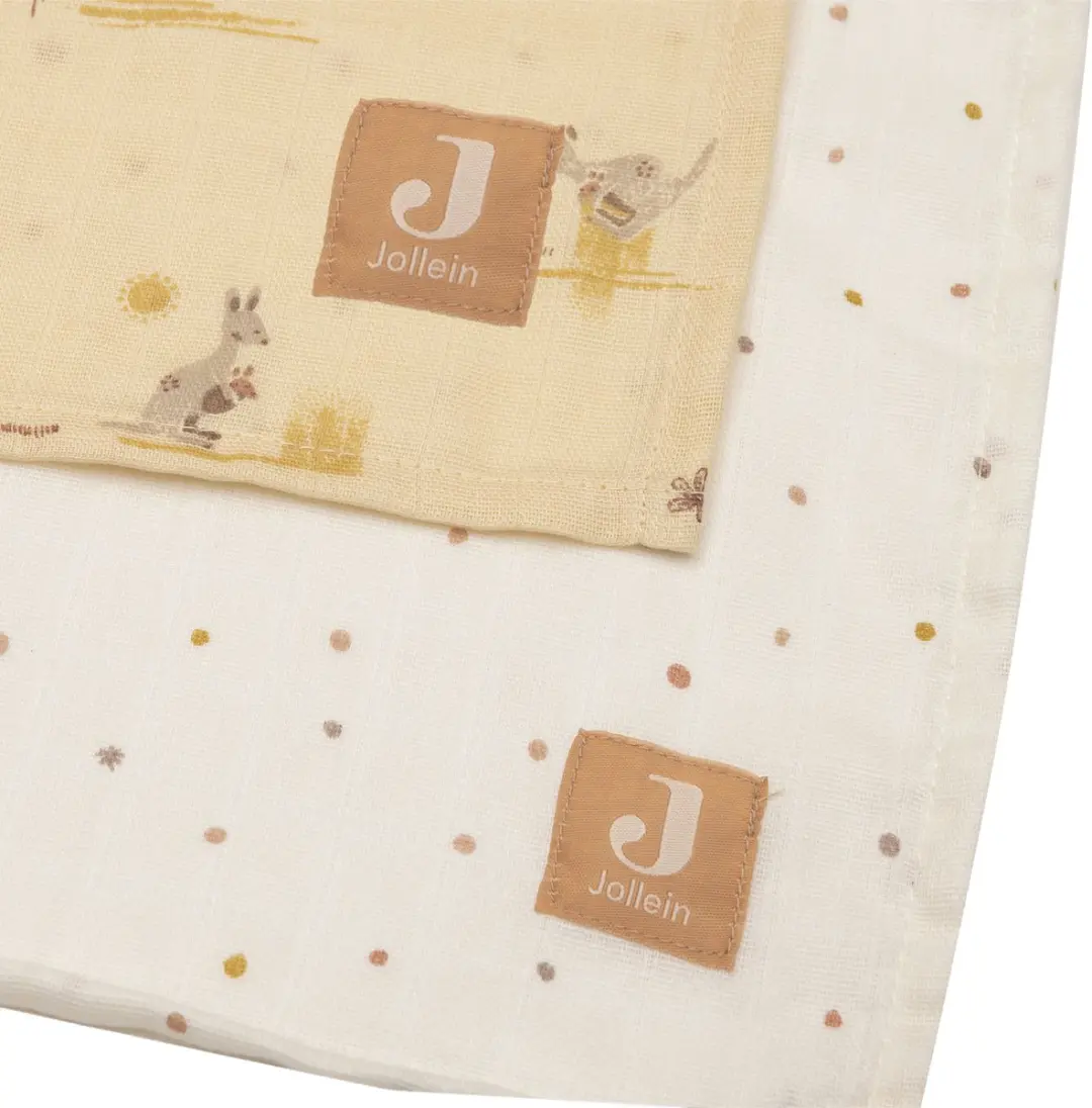 Jollein Hydrofiele Doek Large 115x115cm - Kangaroots - 2 Stuks