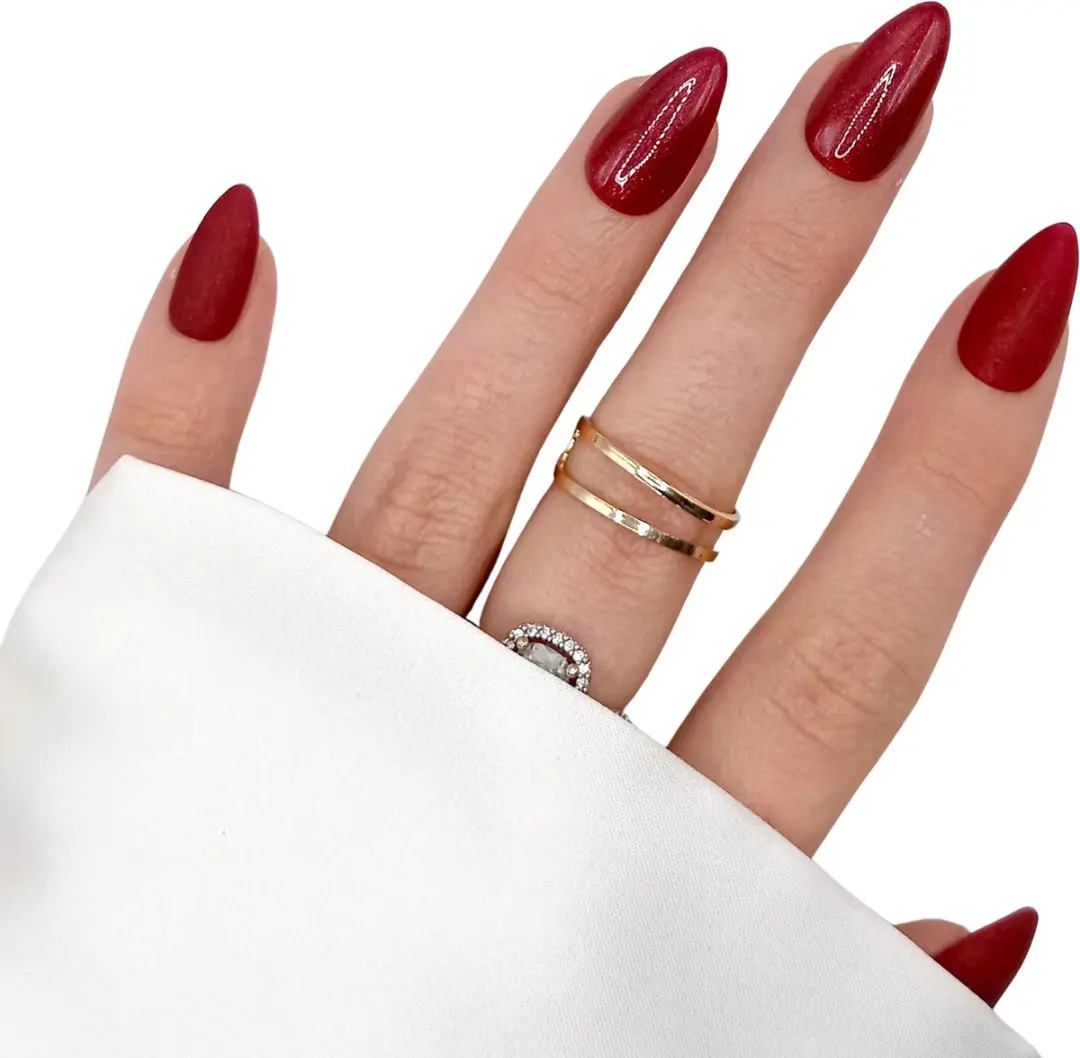 SD Press on Nails B-104 Stiletto Nagels - 20 Stuks - Rood Matte/Glans