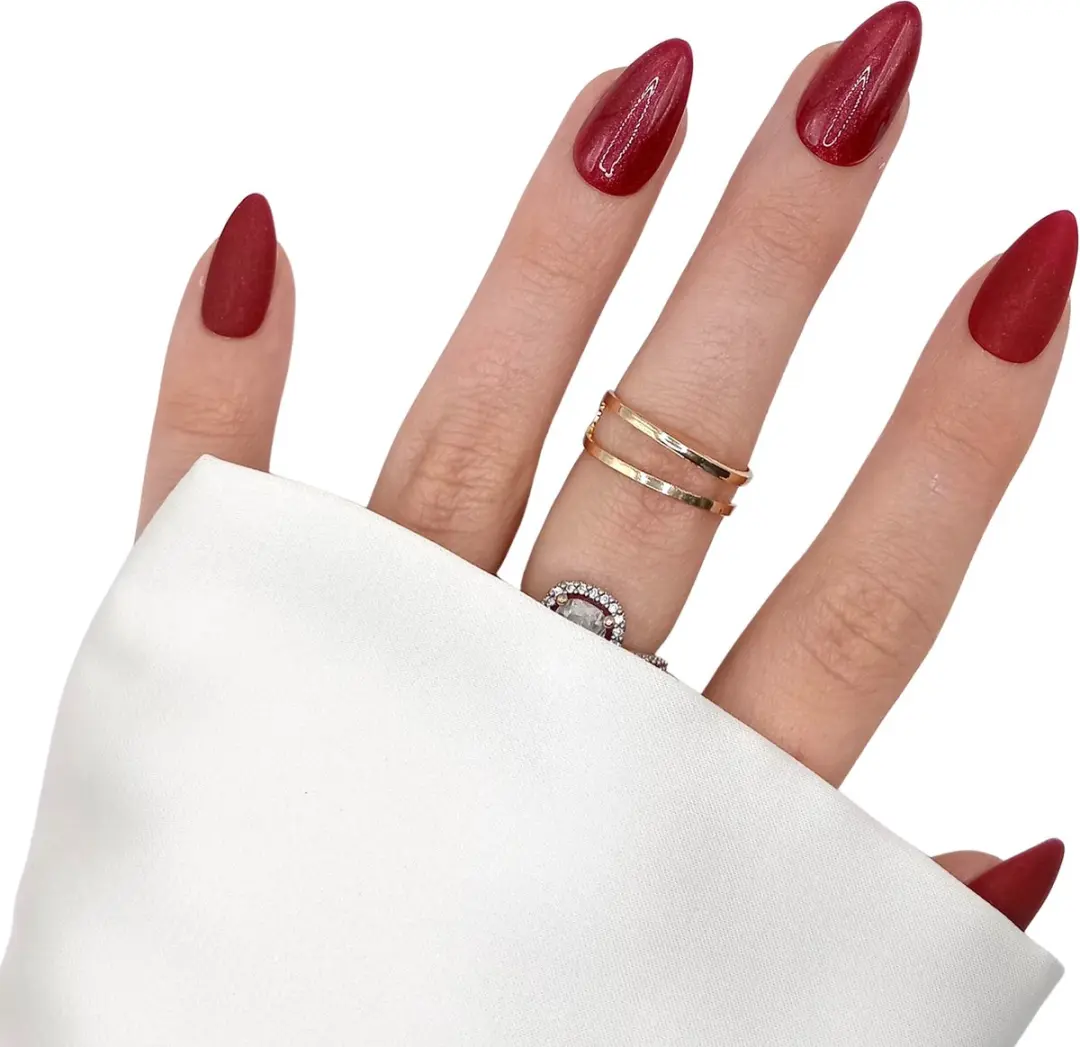 SD Press on Nails B-104 Stiletto Nagels - 20 Stuks - Rood Matte/Glans