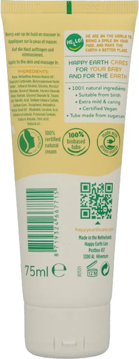 Happy Earth Baby & Kids Voedende Crème 75ml