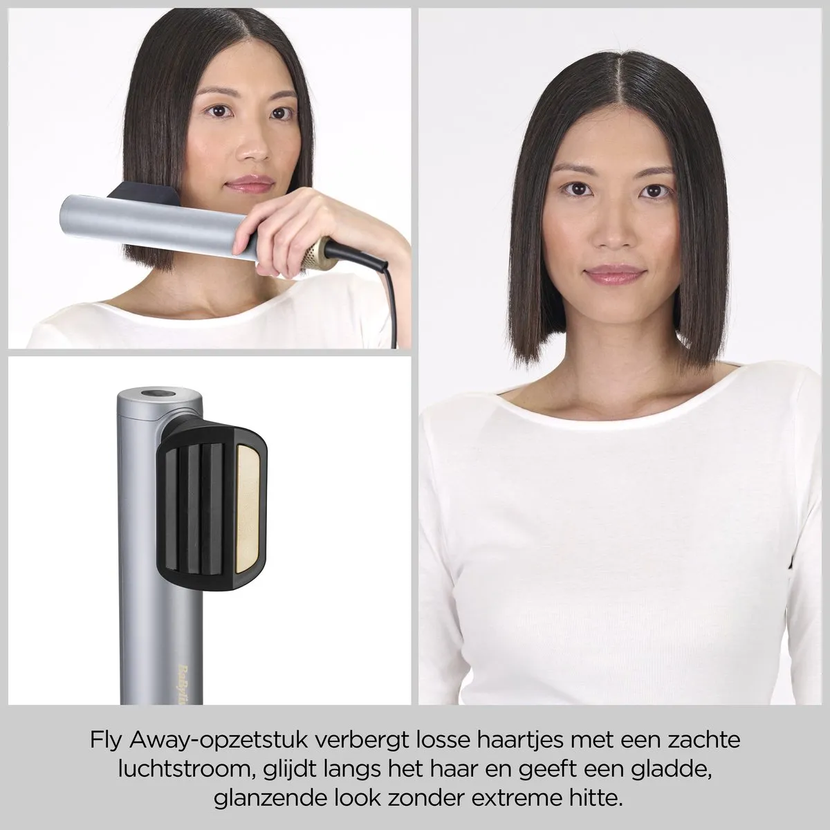 BaByliss 4-in-1 Wet to Dry Air Wand AS6555E Haardroger - 1500W - 3 Opzetstukken - Zilver/Goud