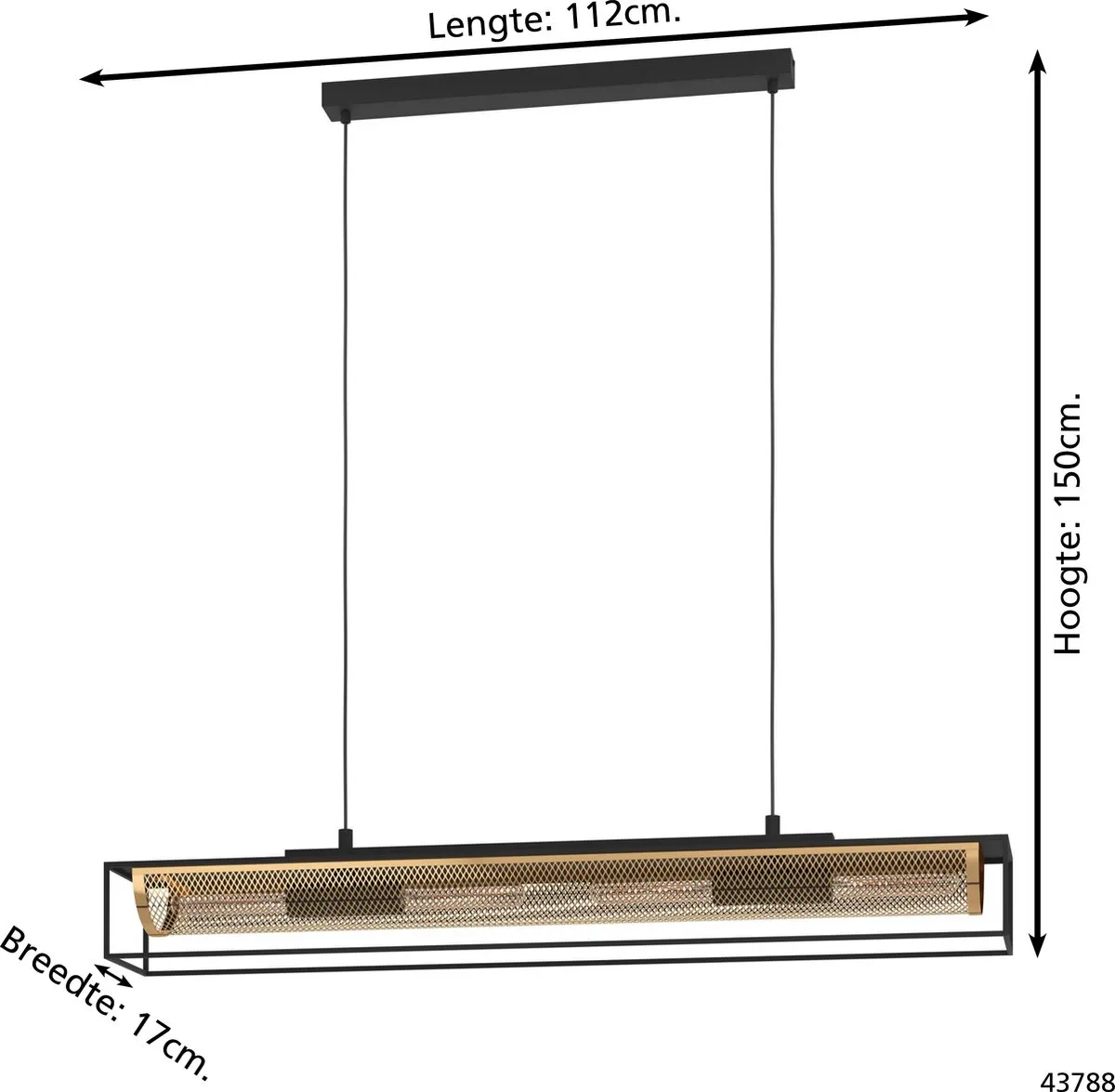 Eglo Nohales Hanglamp E27 - 112cm - Zwart/Goud - afbeelding 6 van 6