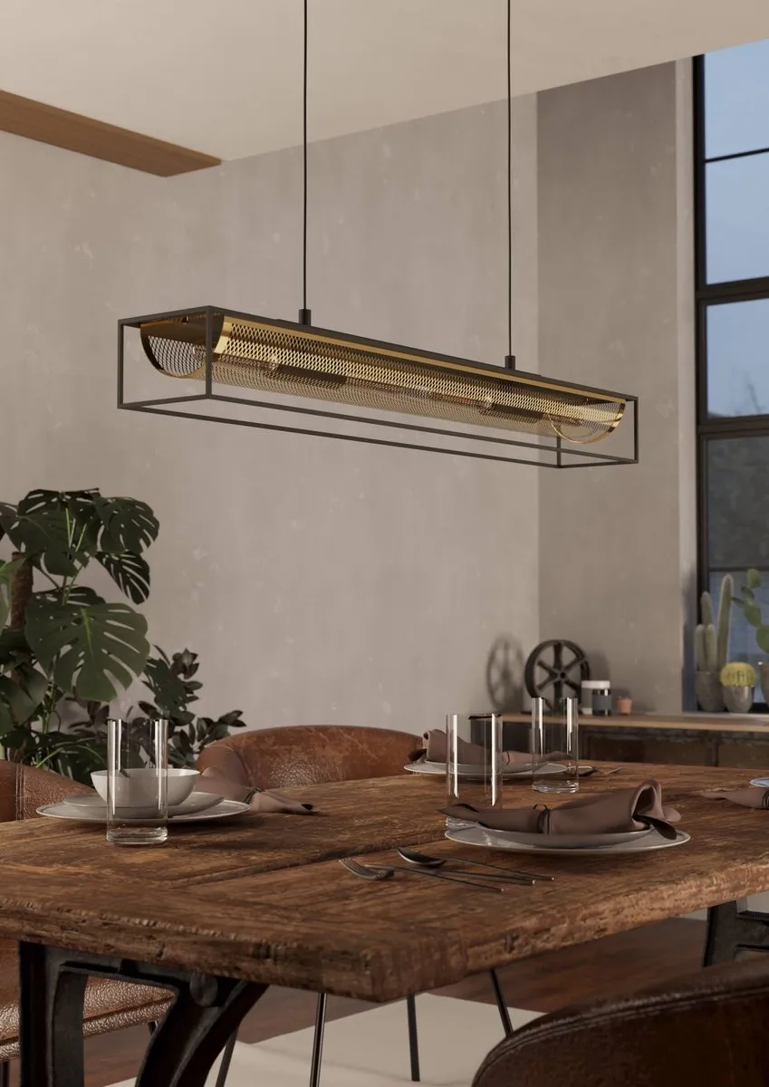 Eglo Nohales Hanglamp E27 - 112cm - Zwart/Goud