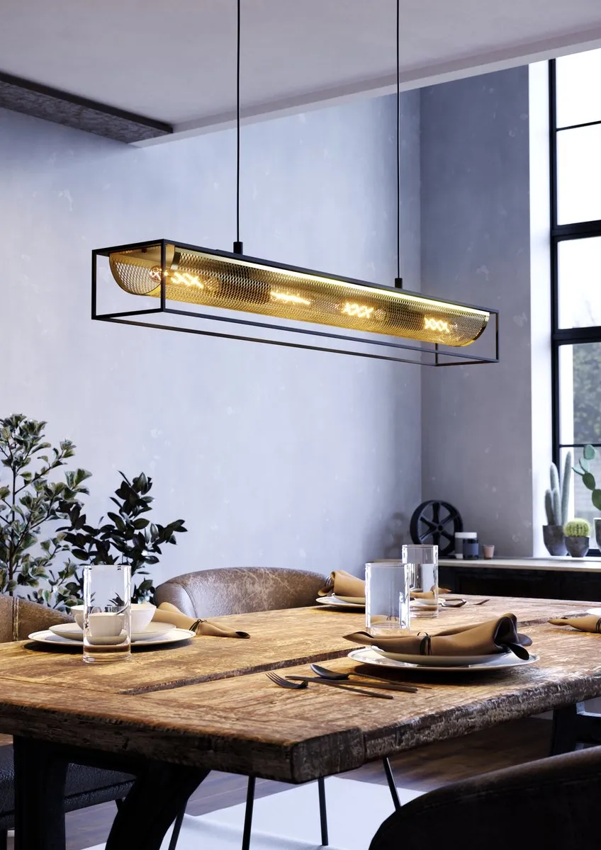 Eglo Nohales Hanglamp E27 - 112cm - Zwart/Goud