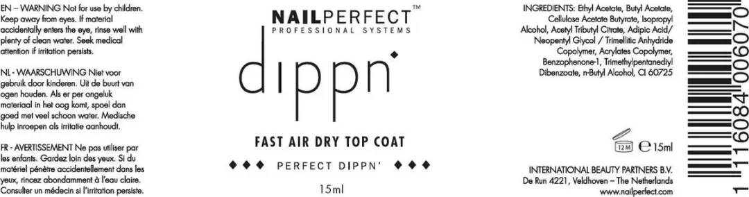 NailPerfect Dipp'n Fast Dry Top Coat 15ml - Zwart
