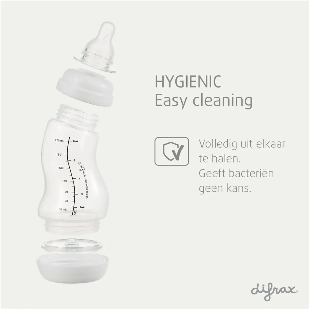Difrax Natural S Babyfles 250ml - Lichtroze