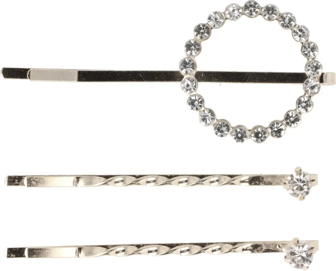 Haarsoires Schuifspeldjes 5cm - Strass Zilver - 3 Stuks