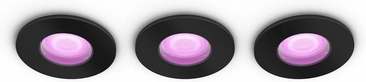 Philips Hue Xamento Inbouwspot 3-pack - Zwart - 9,3 cm