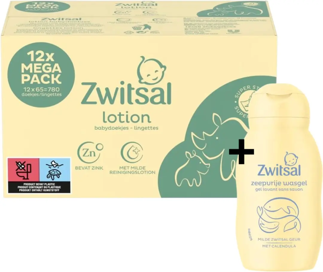 Zwitsal Billendoekjes Lotion 12x65 Stuks