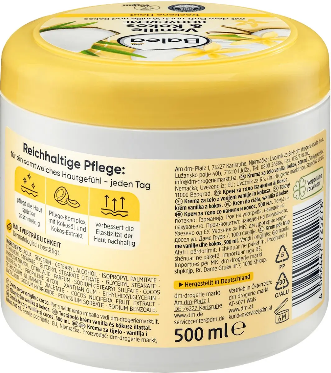 Balea Bodycrème Vanille & Kokos 500ml