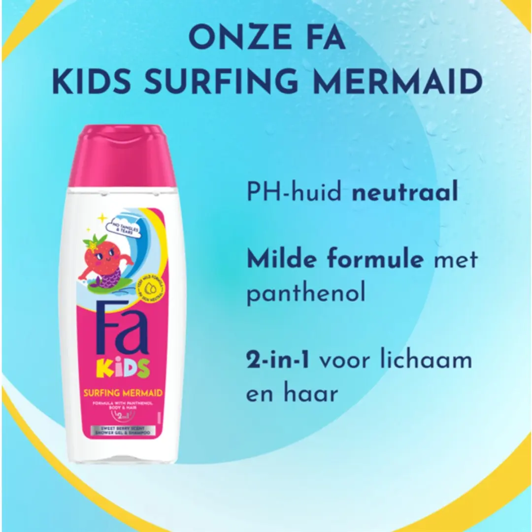 Fa Kids Douchegel & Shampoo Surfing Mermaid - 3x250ml