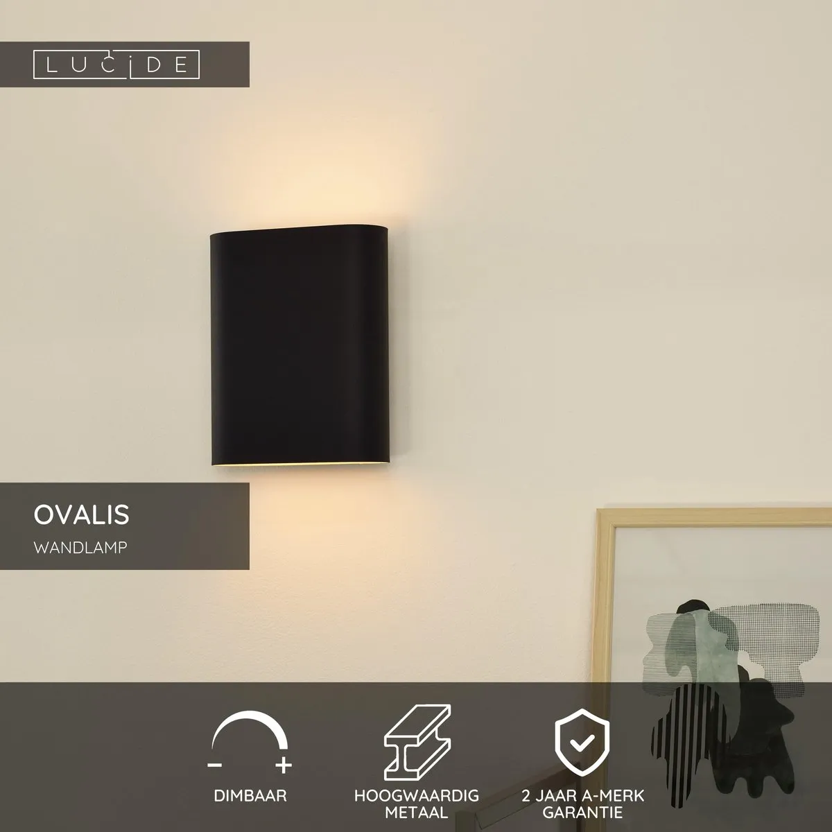 Lucide Ovalis Wandlamp 2xE14 - Zwart