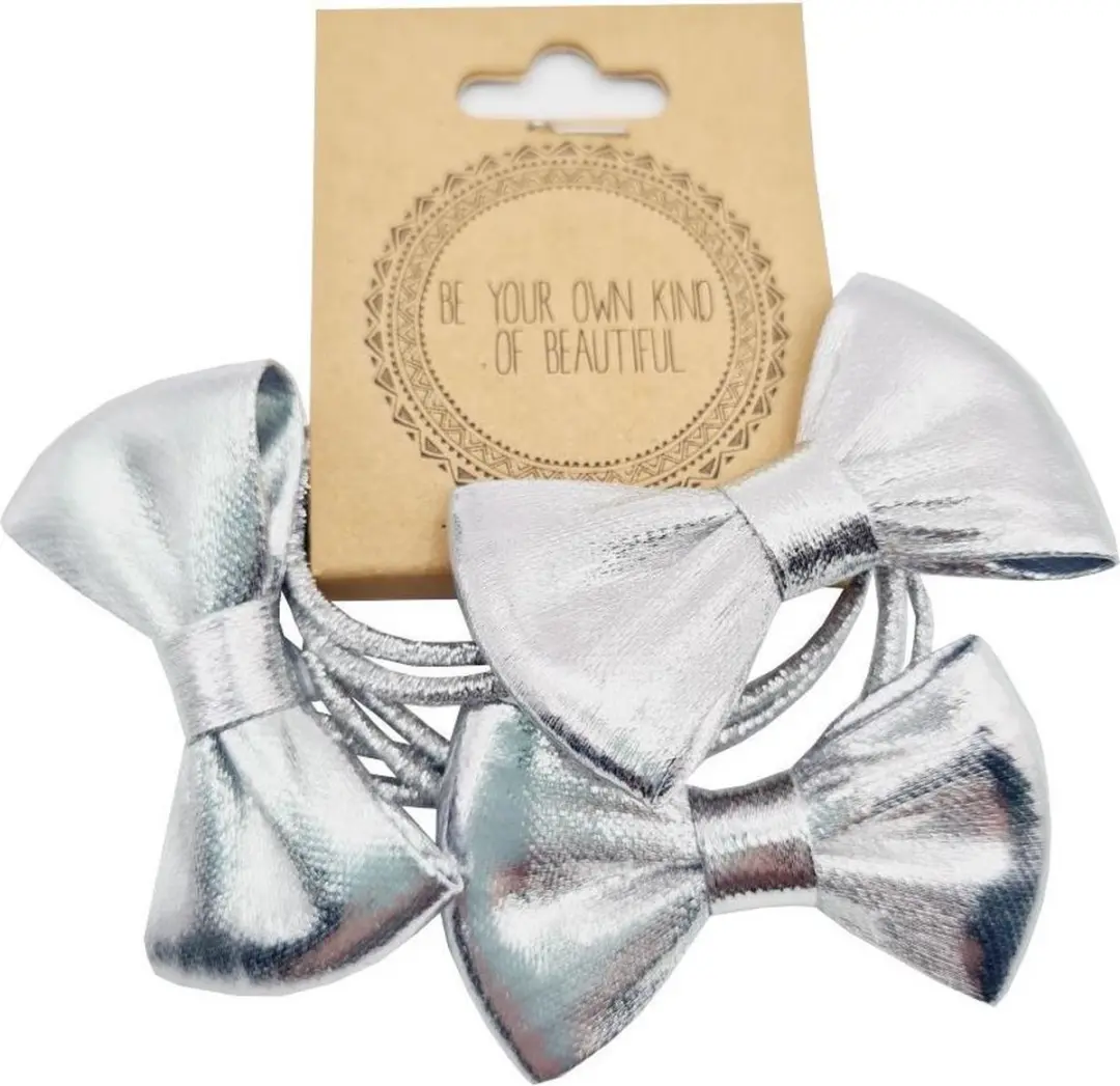 Haarsoires Haarelastieken Strik 5cm - Zilver - 3 Stuks