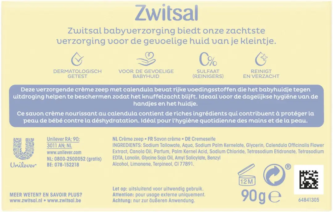 Zwitsal Creme Zeep 360ml - 4x90g