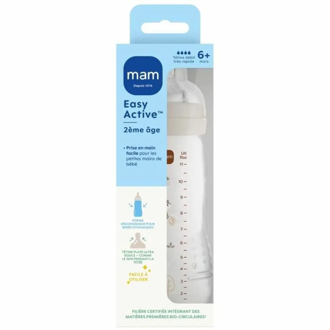 MAM Easy Active Fles 2e Fase 330ml - Zeer Snelle Stroom - Zand - afbeelding 6 van 6
